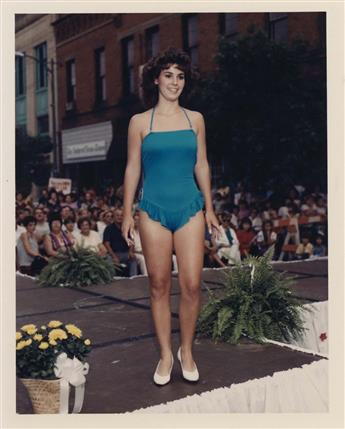(BEAUTY PAGEANT--MISS AMHERST, MASSACHUSETTS) Group of 49 photographs from an outdoor beauty pageant.